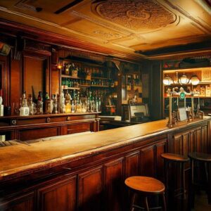 bar de lemn cu scaune