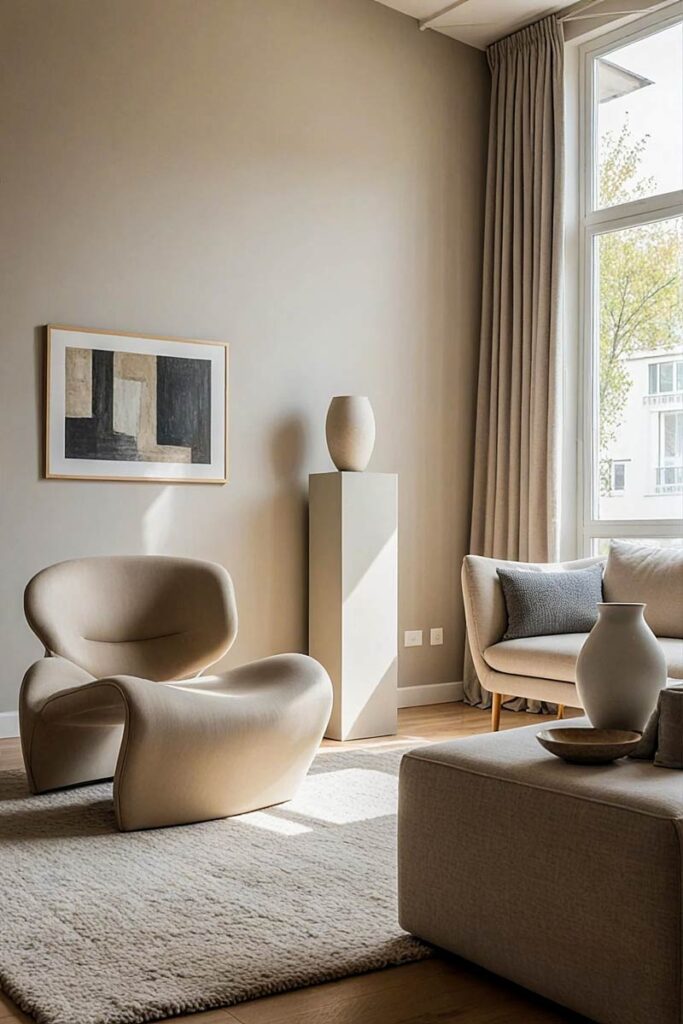 Forme sculpturale in living modern